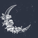 maan met witte bloemen to the moon