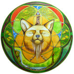 Mandala Fox's Spirit (aquarelle sur papier, encadré  30x30cm - vendu) - © B. Dupuis