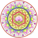 Lotus fleur de vie (aquarelle sur papier 300gr, non encadré  25x25cm - 60€) - © B. Dupuis
