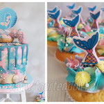 Mermaid cupcakes and cake