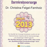 Qualitätszertifikat Darmkrebsvorsorge - Dr. Christina Felgel-Farnholz