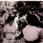Meher Baba holding up Rafael at Myrtle Beach, S.C.