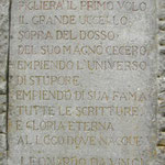 Close up of Leonardo's monument