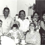 Bindra House -from left, Meherwan, Sam Kerawala, Dolly Kerawala, Mehera Arjani.Seated; Davana Brown, Gaimai with baby and Manu. Glow mag.Feb.2001