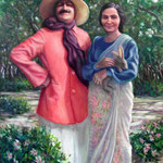 1994 : Baba and Mehera with Rabbit - Oil- 52"x40" - Courtesy of Caren Haas