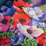 ANEMONES EN LIBERTE - HUILE 55/46 cm