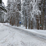 Wir hatten unser Auto gleich beim ersten der drei Parkplätze abgestellt - von hier aus geht es der rechts abzweigenden Straße folgend los