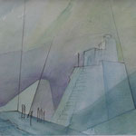 Ciudades perdidas 1 - Acuarela - 18x83,5cm - Adela Naím
