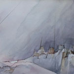 Lugares extraños 2 - Acuarela - 18x38,5cm - Adela Naím