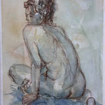 Desnudo - 23x30cm - Acuarela y lápiz - Adela Naím
