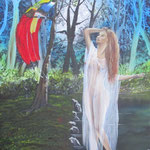 "Der Wundervogel und die weiße Frau" Öl auf Leinwand - © Copyright by Eddie 
