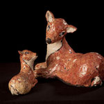 Biche et son Faon 22cmsx18 et 12cmsx11    -  