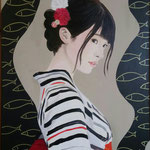 Il kimono a righe. 40x50 cm oil and acrylic on canvas . Sold !
