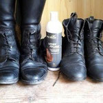 Die stark verschmutzten Lederstiefel und -stiefeletten erstrahlen in neuem Glanz!