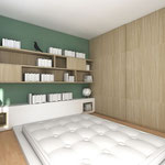 TETE DE LIT ET ETAGERES (3D)