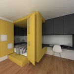 BOITE A LIT JAUNE ET GRIS ANTHRACITE