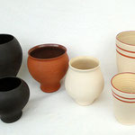 Trinkbecher 1.Jd. n.Chr. FO: Gellep, gallische Becher rot 2.Jh. n.Chr., Steilwandbecher 1.-2.Jh.n.Chr. FO: Xanten, Orginal u.a. im Römermuseum Xanten, konische Becher 2.-3.Jd. n.Chr. Orginal u.a. im Römermuseum Xanten, Römermuseum Köln