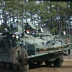 Stryker with slat armor, full Hull Protection Kit and commander's ballistic shield