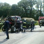 Das Zugfahrzeug nach erfolgreicher Brandbekämpfung.