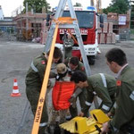 Menschenrettung aus einem Schacht mit dem Notrettungsset.