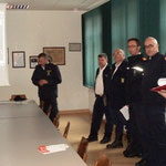 Lagebesprechung mit dem Landesfeuerwehrkommandanten.