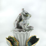 march hare from wonderland, casted foamed up glass and traditional pdv,H28xW19xD15cm without shells