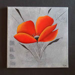 Tableau acrylique fleur "rouge" 30x30