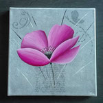 Tableau acrylique fleur "magenta" 30x30