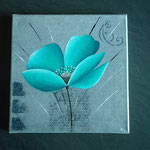 Tableau acrylque fleur "aqua" 30x30