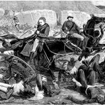 La battaglia di Isandlwana in una stampa dell'epoca.