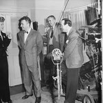 on the set of 'Over 21' with director Charles Vidor and cameraman Rudy Mate