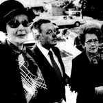 1979, November 28 - with Loretta Young and unknown companion arriving at the funeral service for Merle Oberon