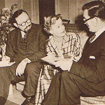 with Kenneth Myer and Peter Duncan briefing for "In Town Tonight" at the Claridges