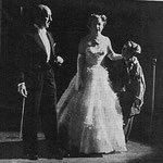 with Alec Guinness and Andrew Ray in the wings during the Empire Perfomance of "The Mudlark"