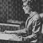 1957 - delivering a speech at the United Nations