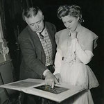 with director Clarence Brown on the set of 'The White Cliffs Of Dover'
