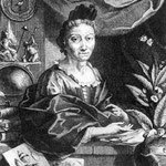 Maria Sibylla Merian um 1700. Kupferstich von Jakob Houbraken nach einem Porträt von Georg Gsell.