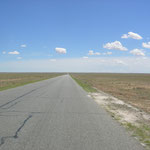 und dann wieder die trockene Wüste Gobi, hier mit asphaltierter Strasse