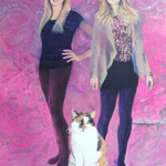 Schwestern mit ihrer Katze, Acryl auf Leinwand, 70/50 cm, 2013