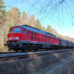 233 572 in Richtung Wiesenburg am 11.01.2014. Ein Großdiesel unter Fahrdraht sieht man auf der KBS 207 selten.