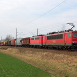155 159-7 mit Wagenlok 140 637-0 Wiesenburg km 75,2 am 20.03.2012 Richtung Dessau