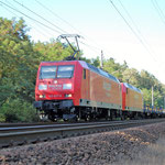 145 027 und 029 befördern gemeinsam ihren Zug Richtung Wiesenburg am 08.08.2008. Das Bild wurde an km 67,0 aufgenommen.
