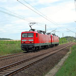 AW Probefahrt 143 625-2 + 106-3 auf der Rückfahrt nach Dessau  - Borne km 72,0 am 11.05.2012