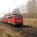 Der PbZ nach Leipzig mit 115 154-7 und 218 835-7 – Borne km 72,2 am 07.04.2009