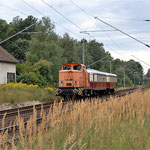 Sonderfahrt der Belziger Eisenbahnfreunde mit WFL Lok 1 (beschriftet als 106 185-1) und 147 080 +027 – Borne km 72,8 am 30.08.2009