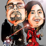Caricaturas personalizadas online de fotografías: caricatura de pareja 40€ a todo color