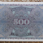 Alemania 500 marcos 1922 Sachsische Bank Dresden (175x116mm) pk.S954a reverso