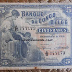Congo Belga 5 francos 1947 (102x80mm) pk.13Ad anverso