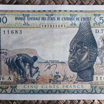 Costa de Marfil 500 francos BCEAO 1978 (138x90mm) pk.102Am anverso