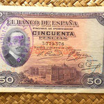 España 50 pesetas 1927 resello República Española 1931-38 anverso